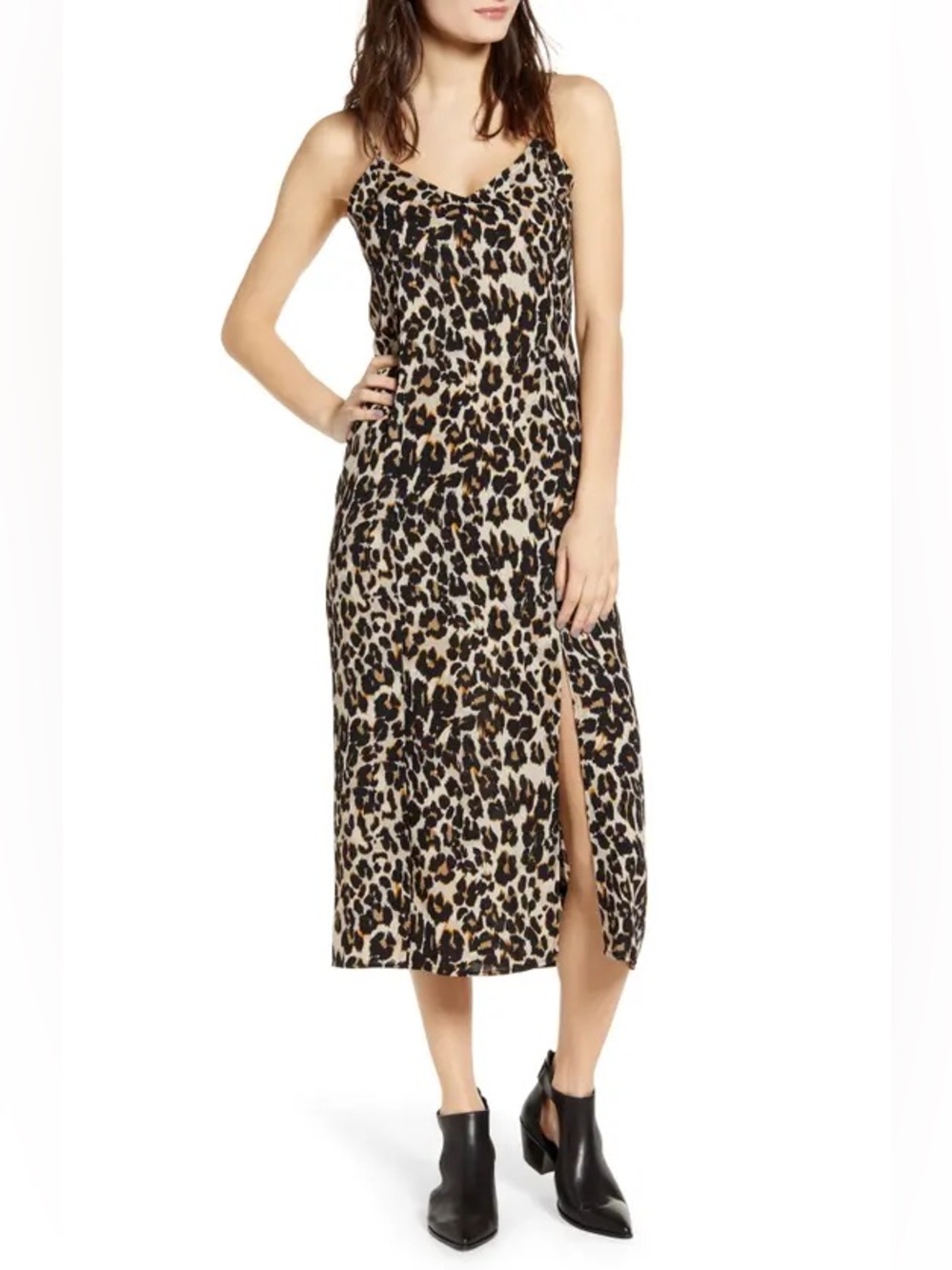 BP Leopard Print Midi Slip Dress